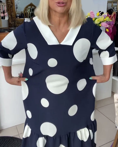 Kleid V-Ausschnitt Gepunktet Gerade