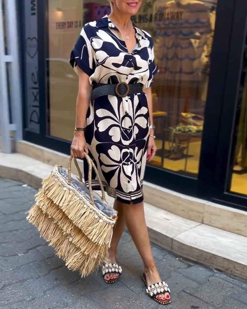 Kleid Temperament Revers Blümchen