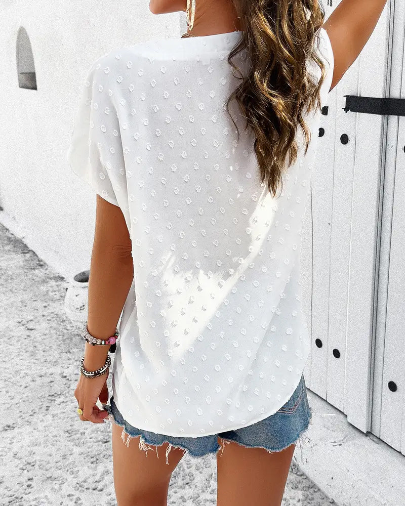 Bluse V-Ausschnitt 3d Blume