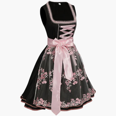 Besticktes Dirndl Kleid mit Satinband für Damen - Oktoberfest 2025