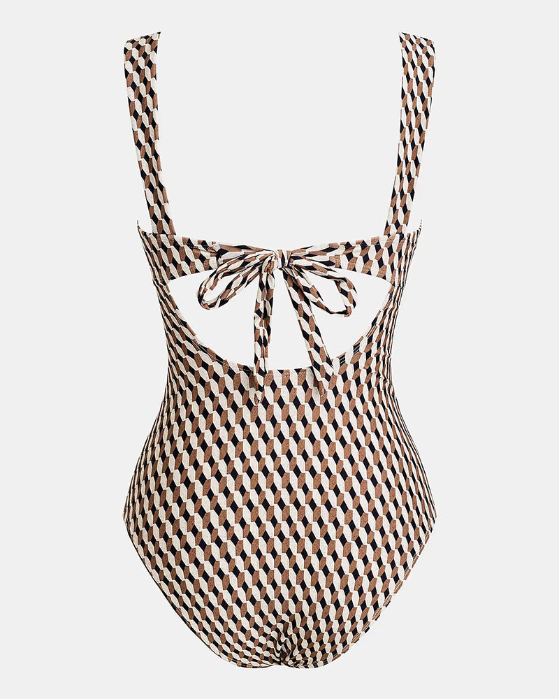 Badeanzug Sexy Strumpfhalter Monogramm Einteiler