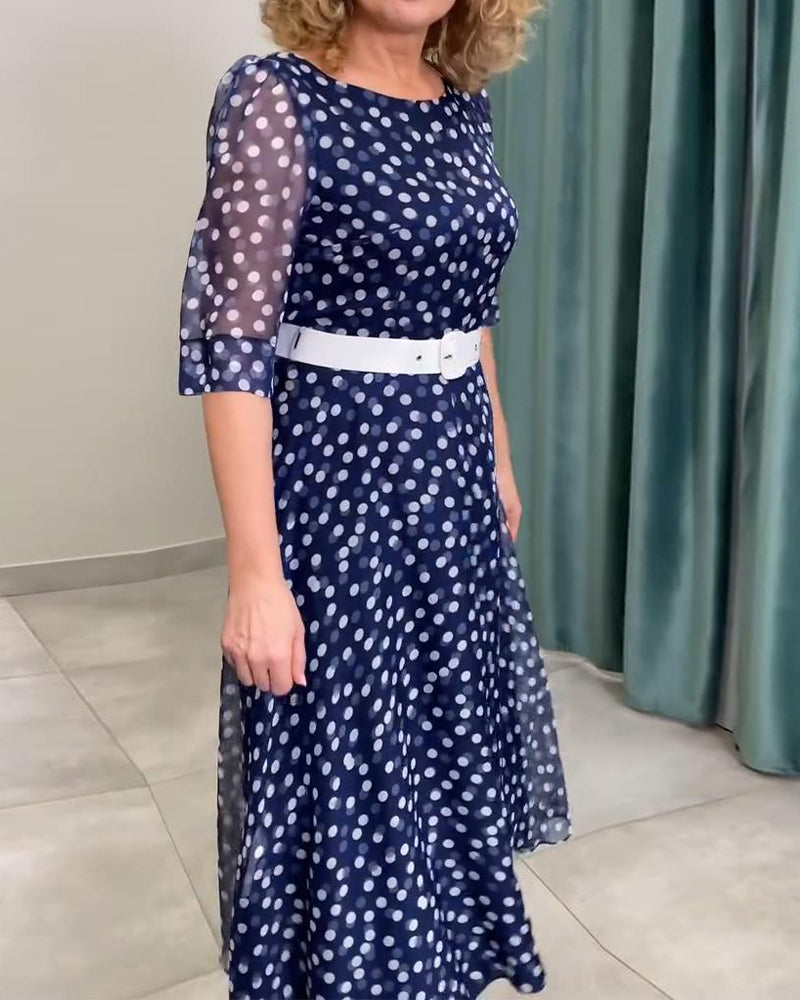 Kleid Halbärmliges Pünktchen Chiffon