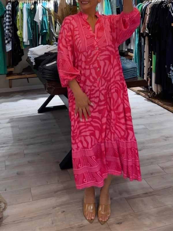 Mira | V-Ausschnitt Gedrucktes Kleid