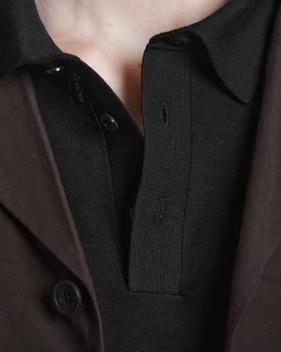 Poloshirt aus Seidenstrick – Schwarz