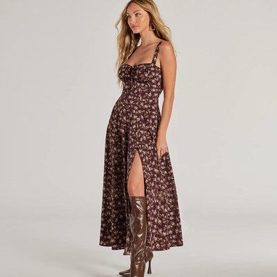 Freya | Langes Blumenkleid mit Trägern