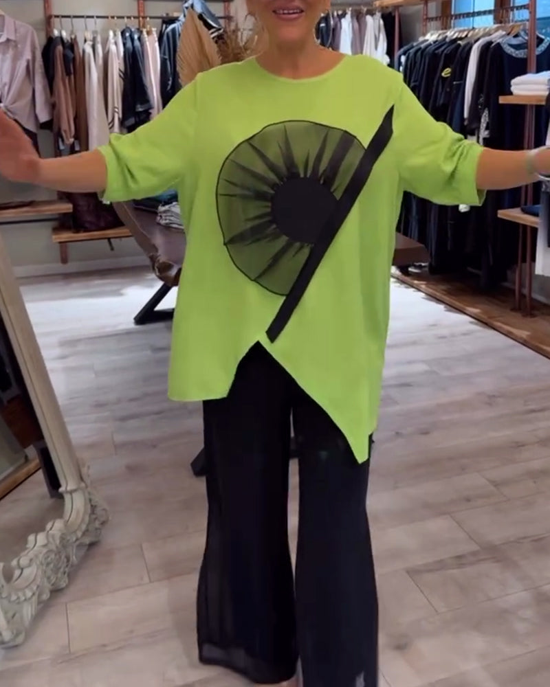 T-Shirt blumenmuster kurzarm lässig