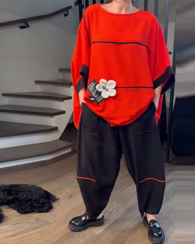 Set Mit Weiten Bloomers Casual Color-Blockin