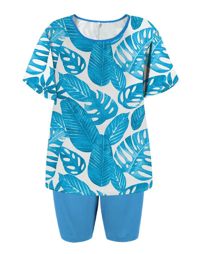 Tankini Rundhals Kurzarm Bedruckt