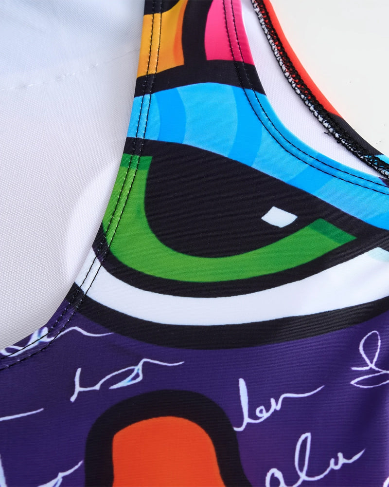 Badeanzug Ärmellos Gemustert Einteiler