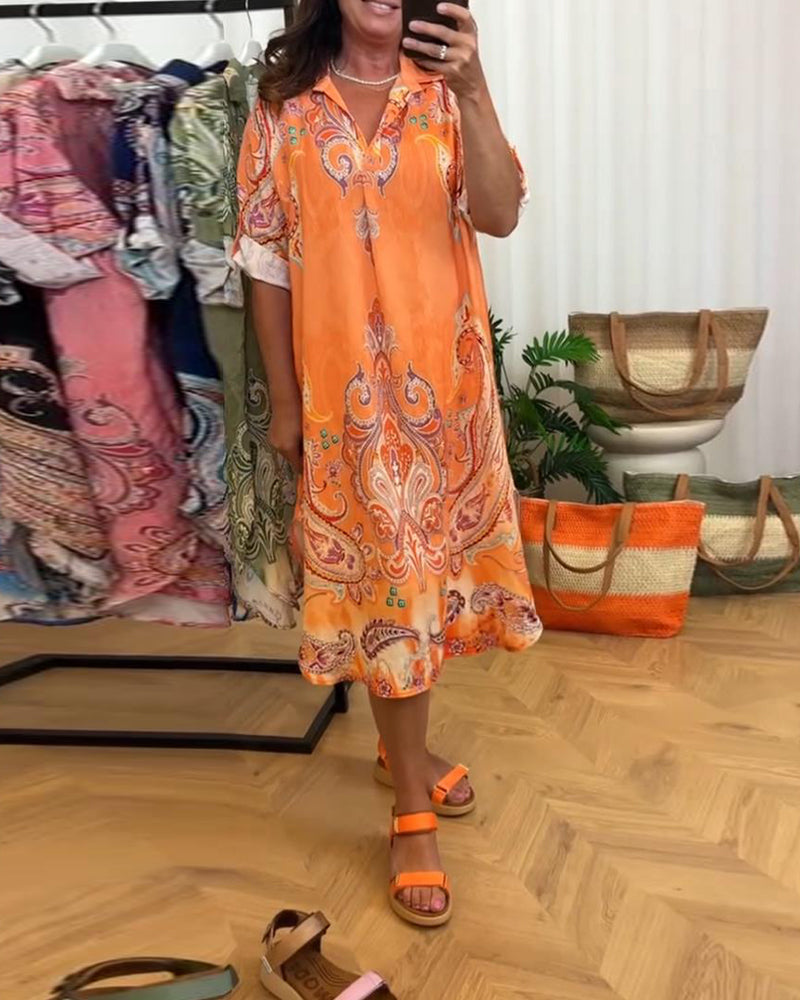 Kleid Retro Revers Druck