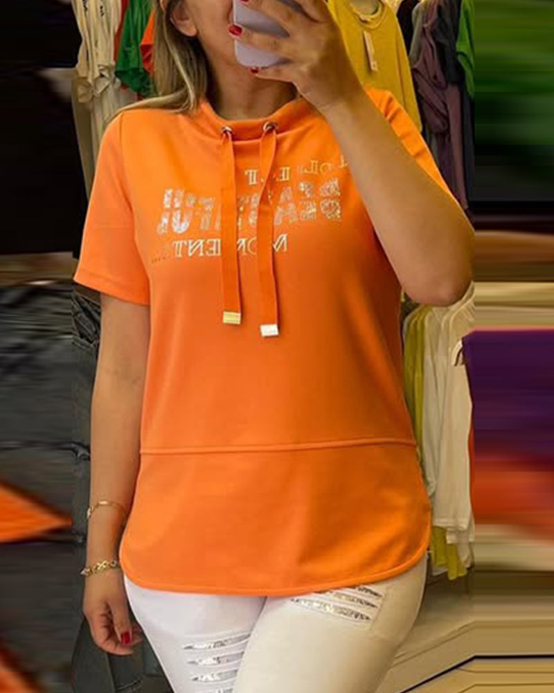 Kurzarm-T-Shirt mit Kordelzug