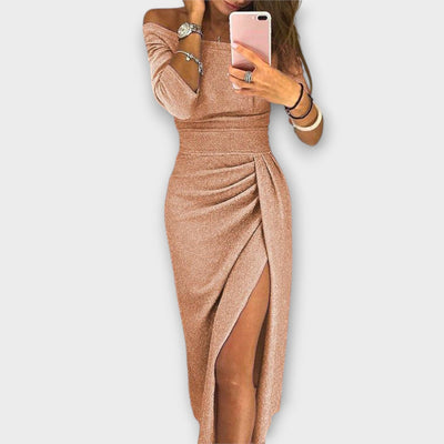 HATICE - KLEID MIDI ENG MIT SEITLICHEM SCHLITZ