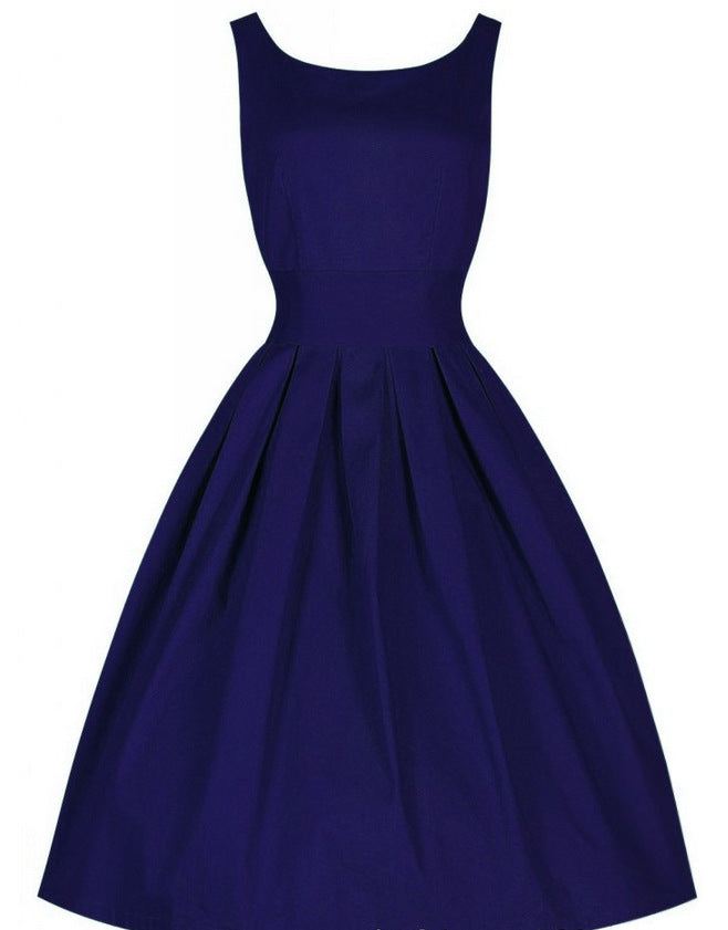 Heidi-Mode | Falten Scoop Neck A-Linie Kleid