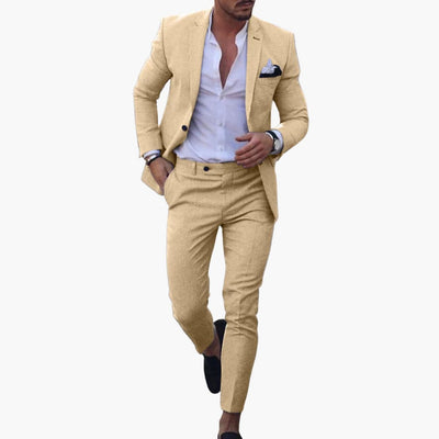 Herren Anzug Zweiteiler aus Wollmischung mit Slim Fit Schnitt