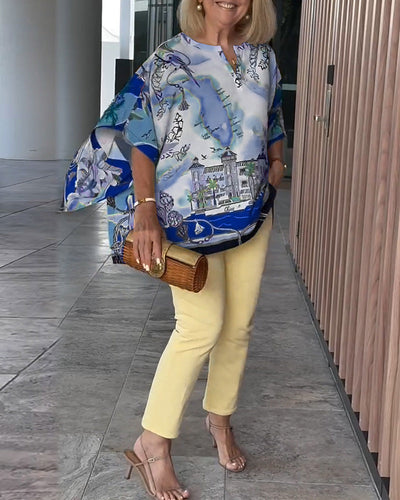 Bluse Fledermausärmel Druck