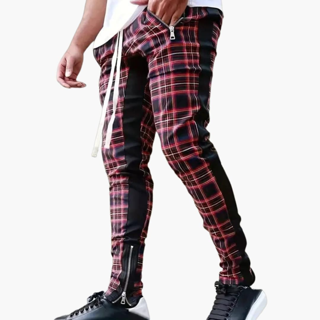 Herren Baumwollhose mit Karo und Zugband für den Sommer