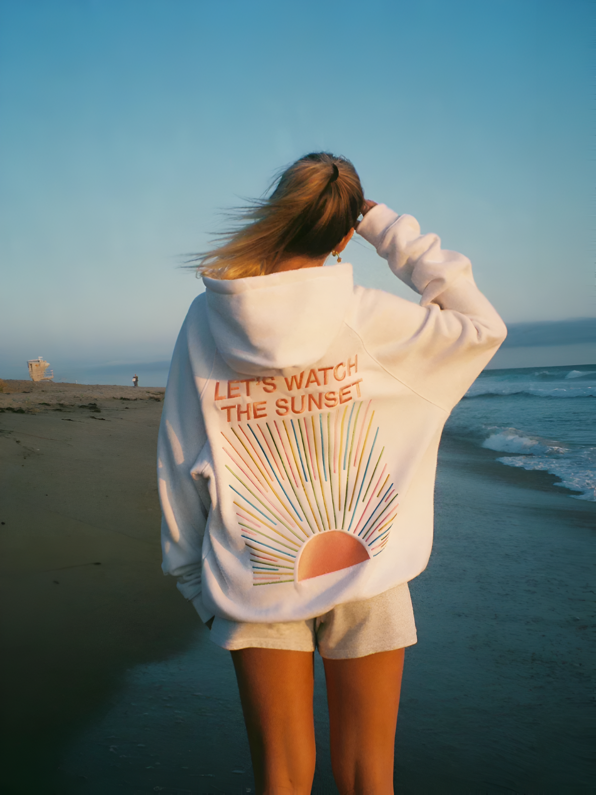 Oversize Damen-Hoodie mit Sunset-Print „Let’s Watch the Sunset“ | Zendoo.de