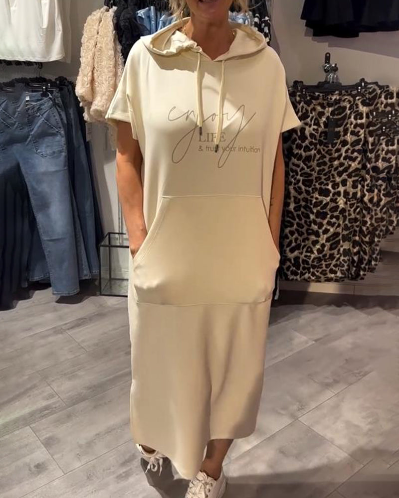 Kleid Mit Kapuze Casual Kordelzug