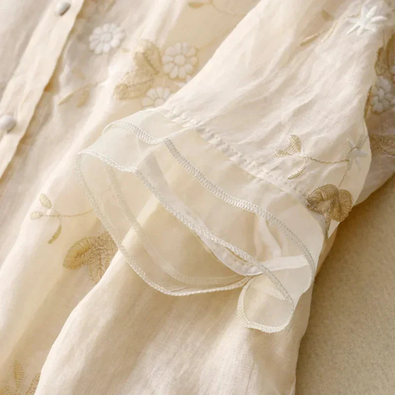 RUTH - LOCKERE BESTICKTE BLUSE MIT TRANSPARENZEN