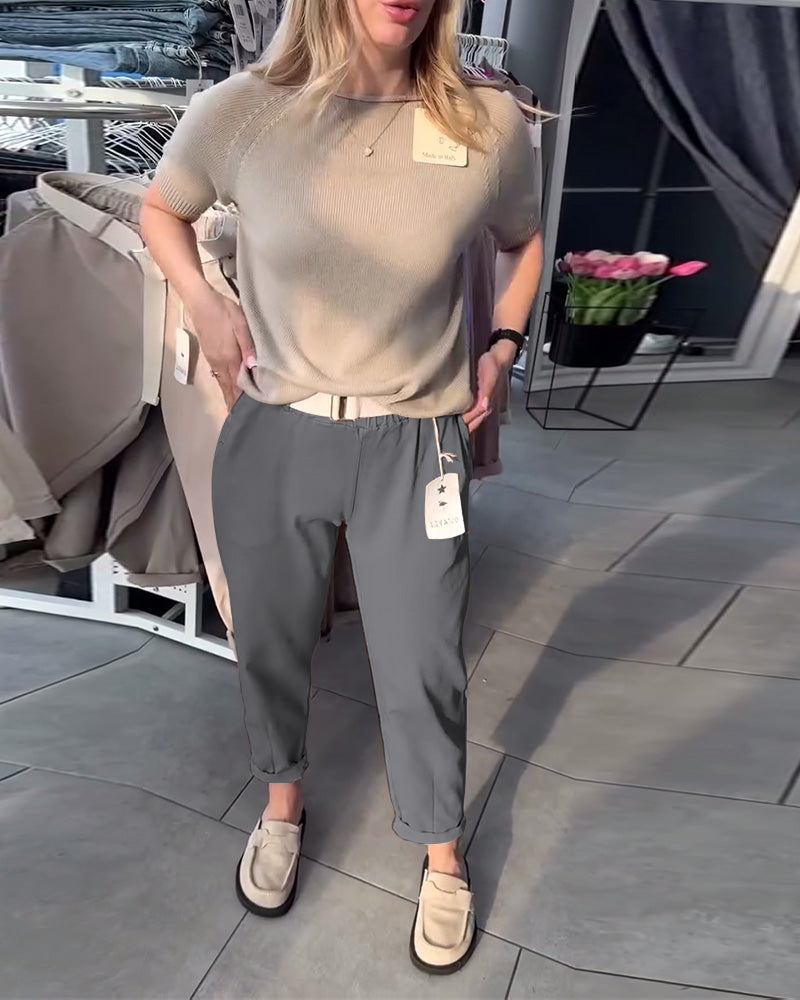 Hose einfarbig lässig gerade