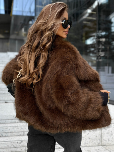 Leah | Faux Fur Mantel mit Kragen