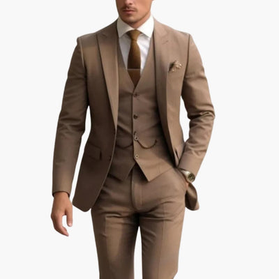 Dreiteiliger Herrenanzug mit maßgeschneidertem Blazer mit langen Ärmeln