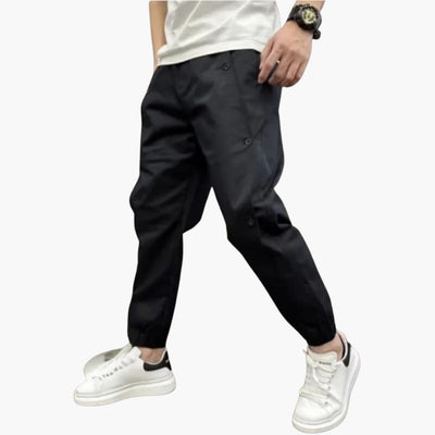 Herren Sommerhose mit Knopfleiste und elastischen Bündchen