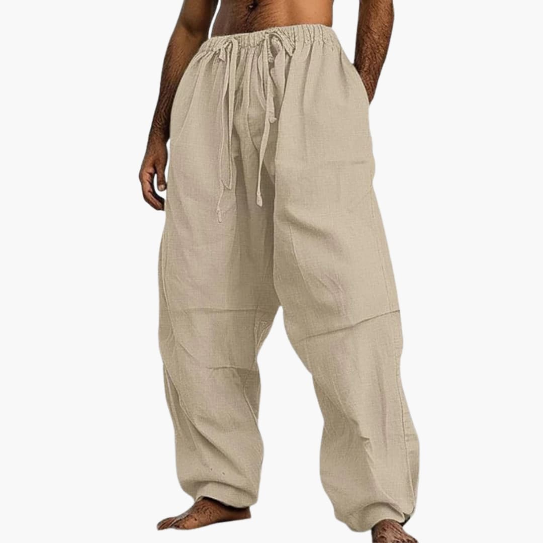 Herren Sommerhose mit weitem Bein und Kordelzug