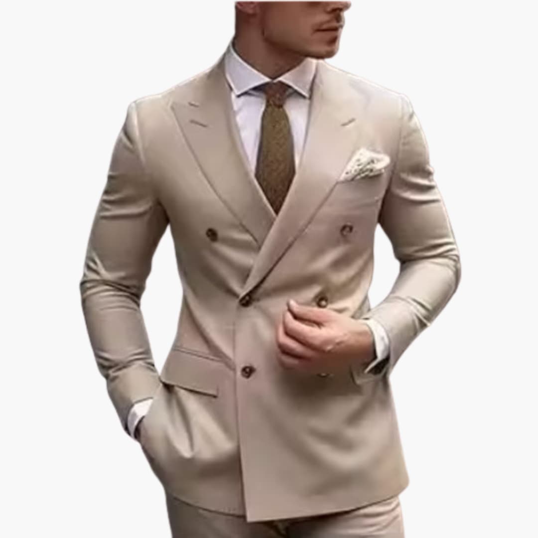 Herren Anzug zweiteilig mit Doppelreiher und Slim Fit Hose