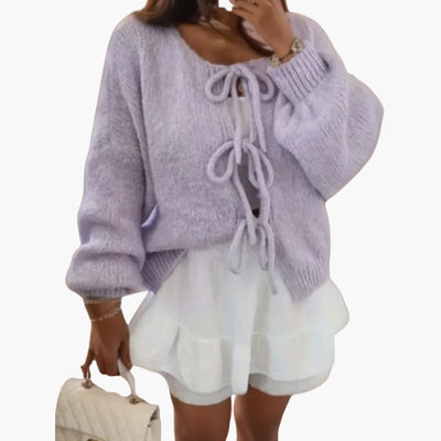 Strickjacke mit Schleifenverschluss für Damen