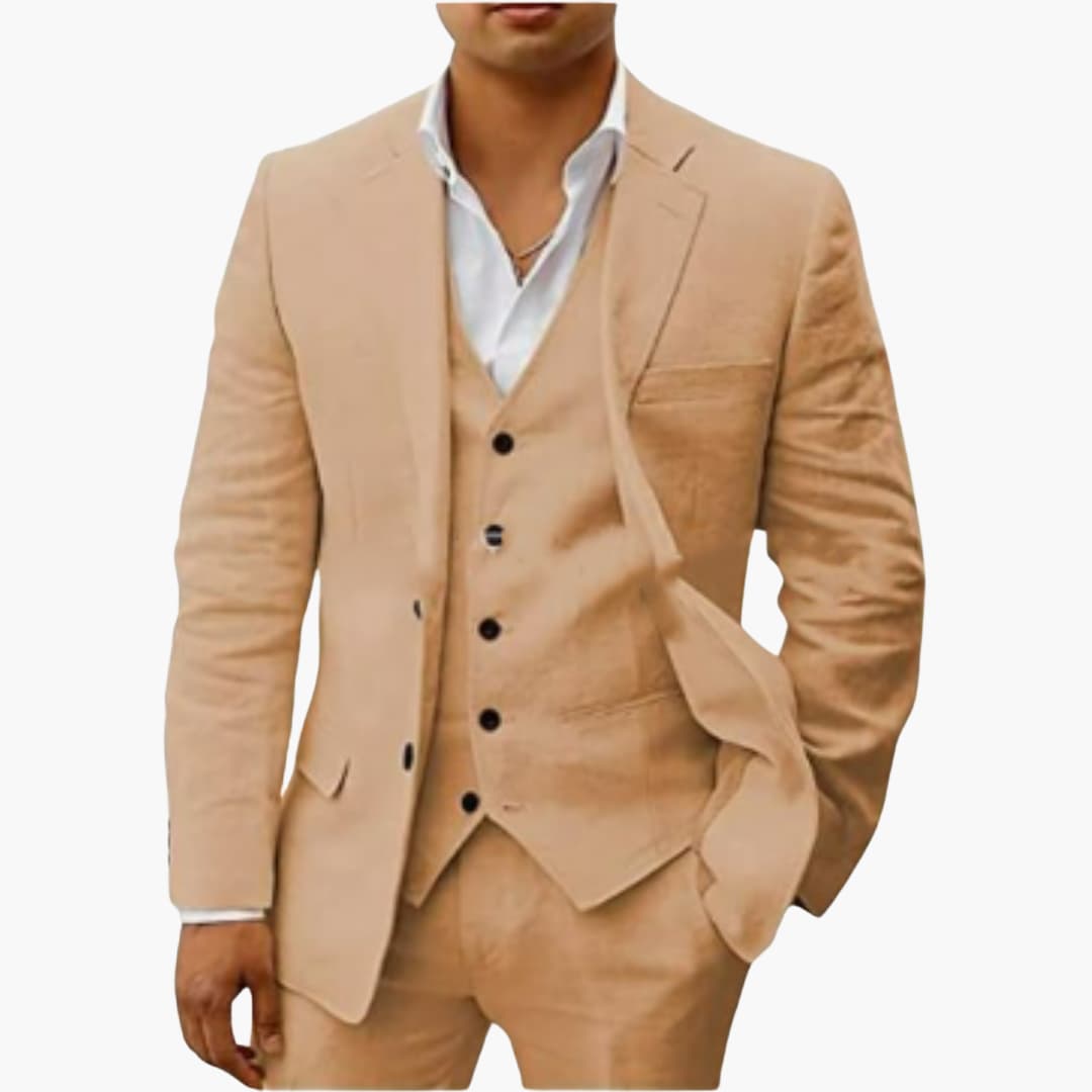 Herren Sommeranzug dreiteilig mit Weste Jacke und Hose