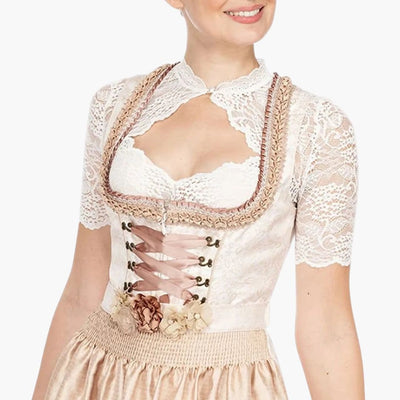 Spitzen Dirndl bluse mit Ausschnitt für Damen - Oktoberfest 2025