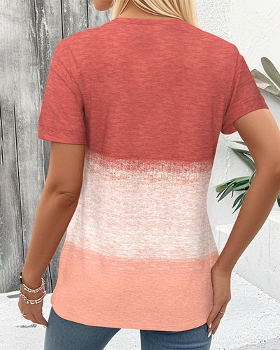 Bluse Rundhals Kontrast Kurzarm