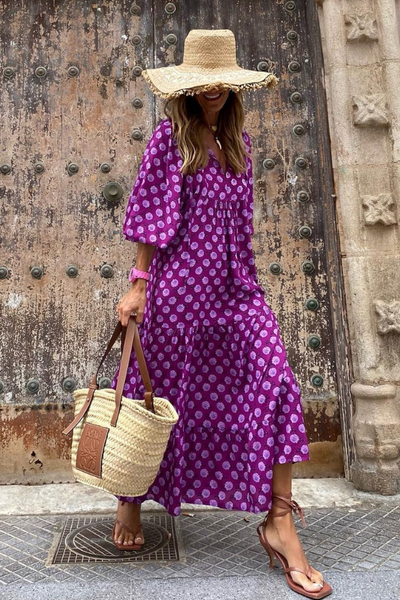 VANESSA | MAXI-KLEID LANG MIT DRUCK