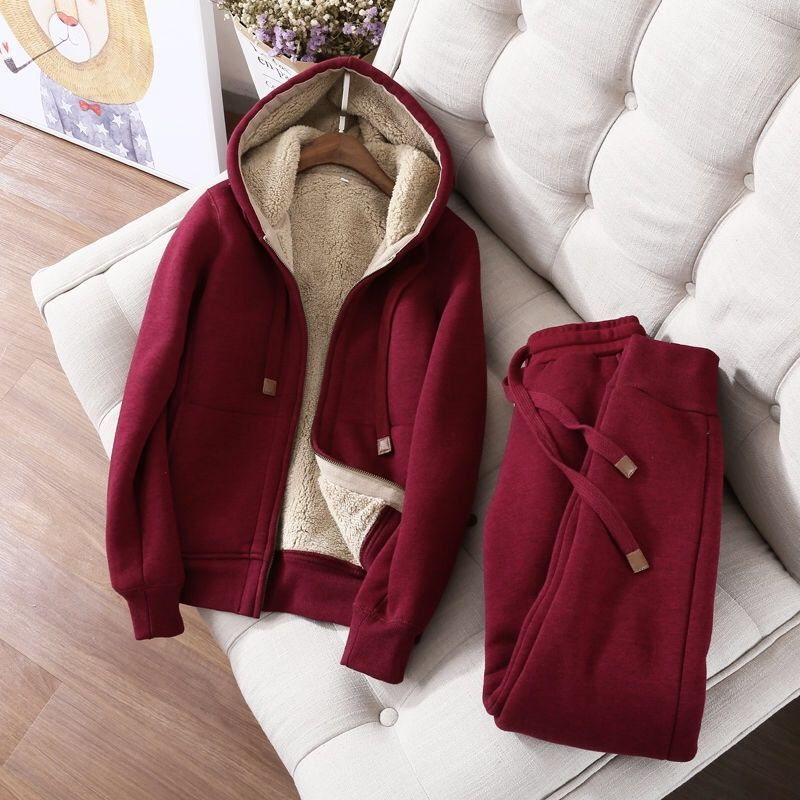 Jacke und Hose Set mit warmem Innenfutter für Frauen