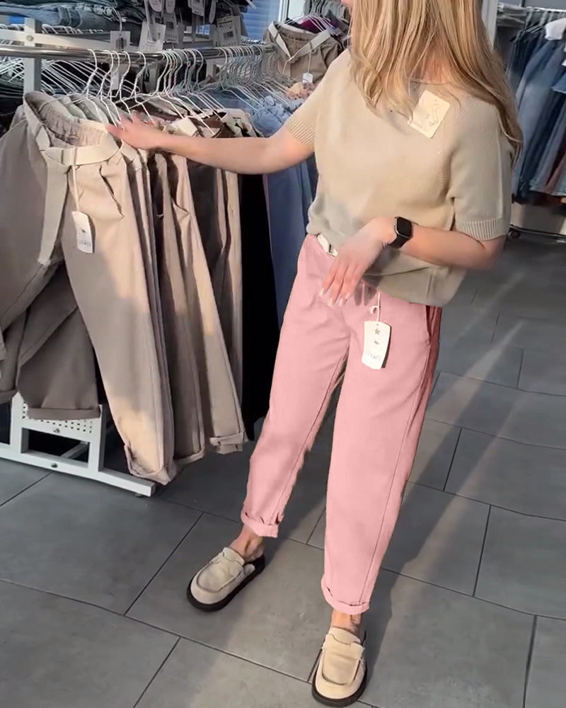 Hose einfarbig lässig gerade