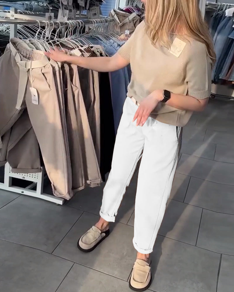 Hose einfarbig lässig gerade