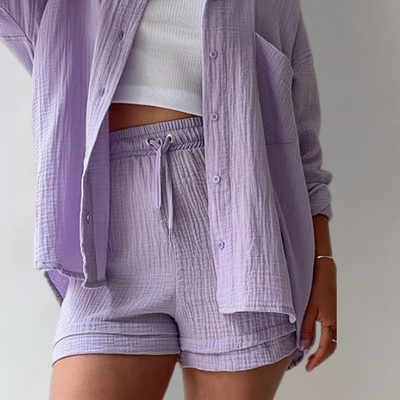 AGATHE - WEITES SHIRT UND SHORTS SET