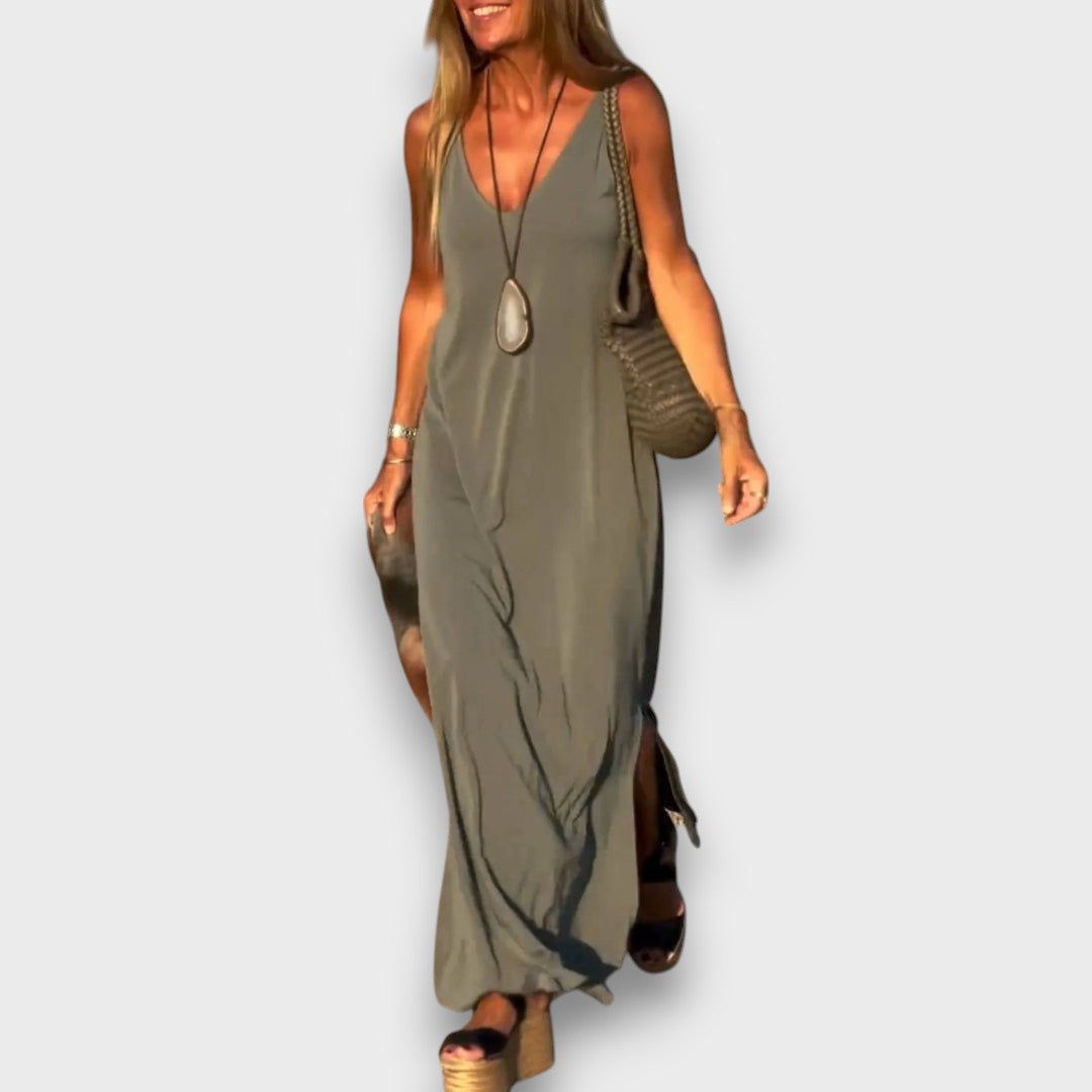 Solvida – Fließendes Sommerkleid mit V-Ausschnitt