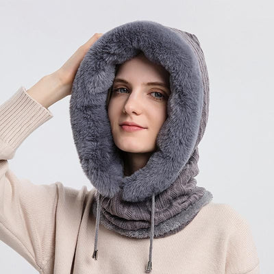 Winterpelzmütze mit Maske für Frauen