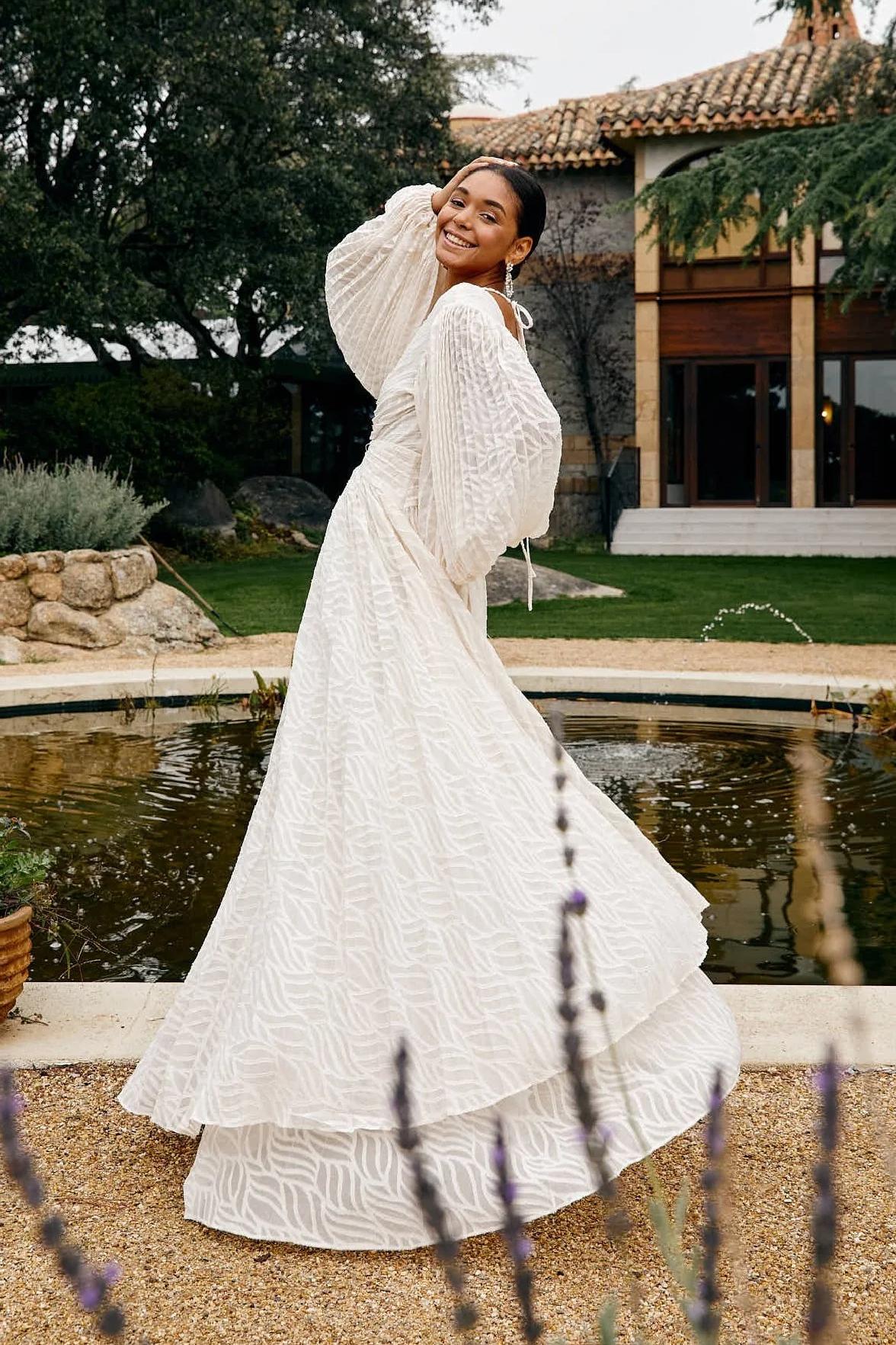 Florie | Langes Chiffon-V-Ausschnitt Kleid