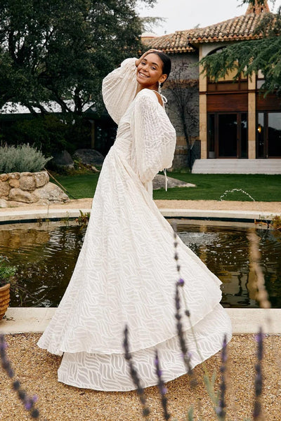 Florie | Langes Chiffon-V-Ausschnitt Kleid