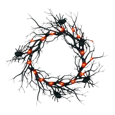 SpiderSpook LED Halloweenkranz – Vampir‑ & Spinnen‑Dekoration für Türen & Fenster