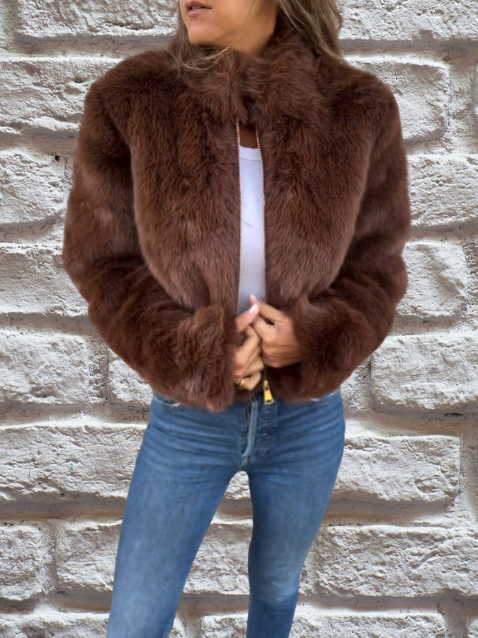 Sophie | Warme Jacke mit Faux Fur Kragen