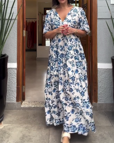 Kleid Kurzarm Blumenmuster