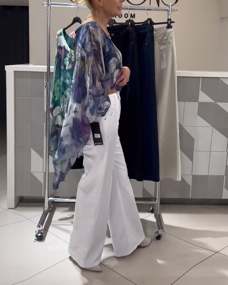 Bluse Modedesign Fledermausärmel Druck