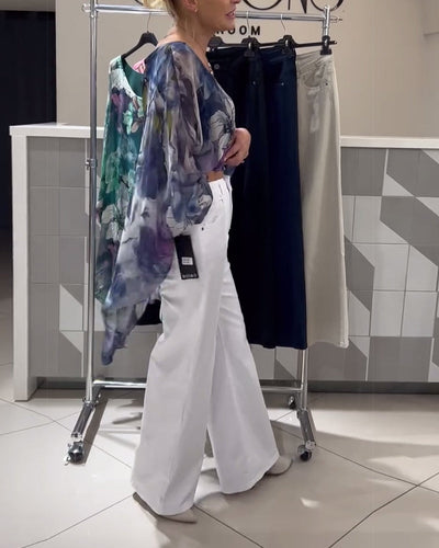 Bluse Modedesign Fledermausärmel Druck