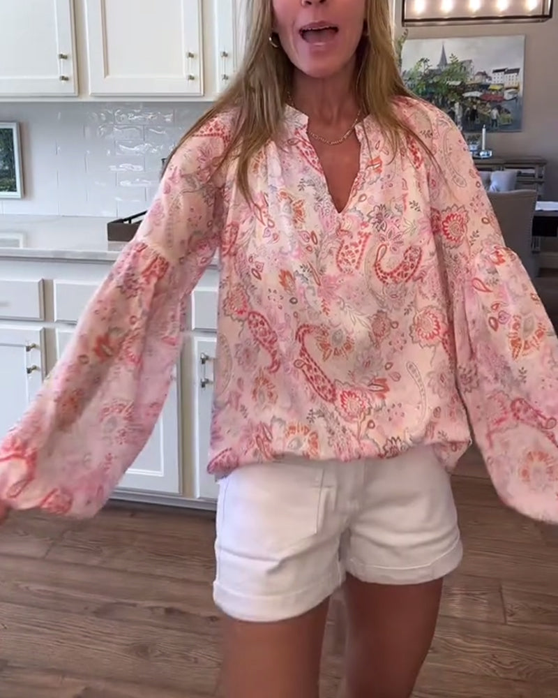 Bluse mit Ballonärmeln und Blumenmuster