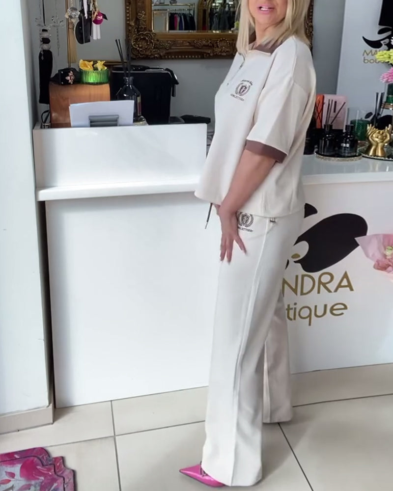 Anzug Lässig Polo Kontrastfarbe Sportlich