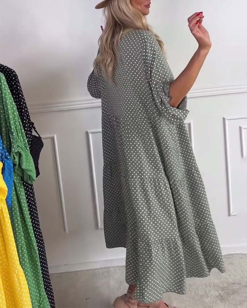 Kleid Halbarm Gepunktet Lockerer Schnitt